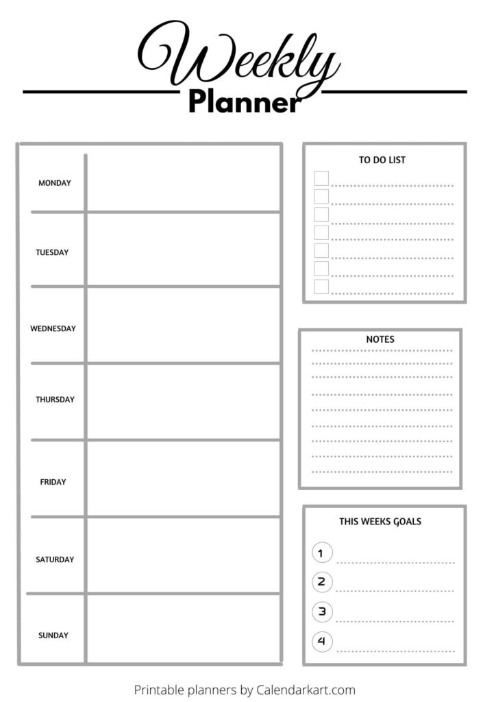 Free Printable Weekly Planner Templates CalendarKart