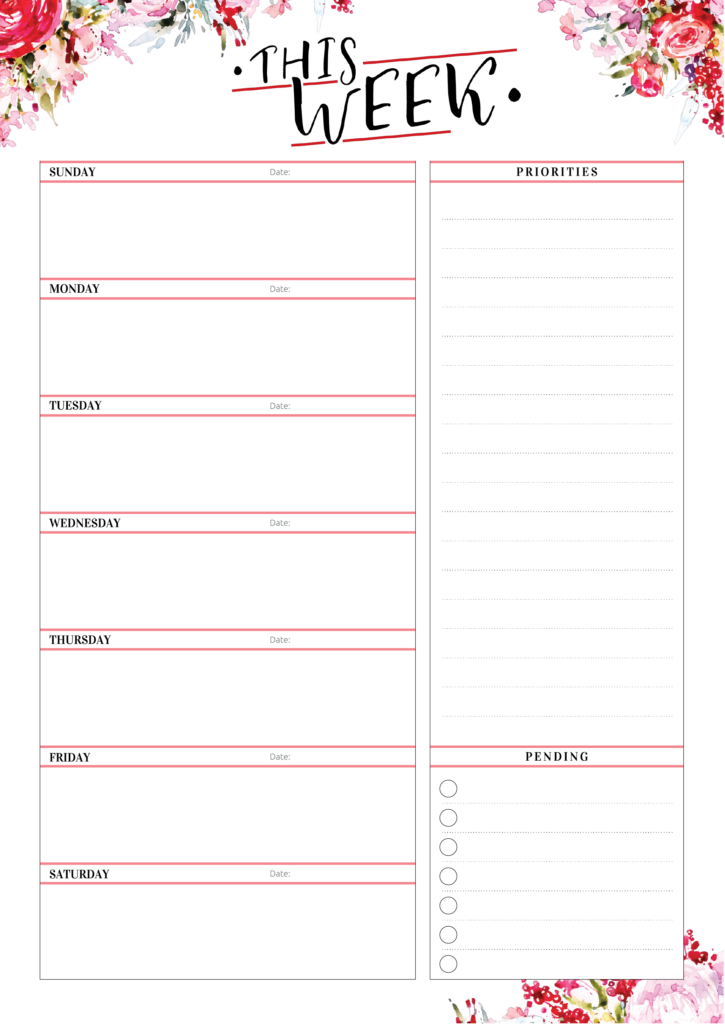 Free Printable Weekly Planner With Priorities PDF Download Free Weekly Planner Templates Weekly Planner Free Printable Weekly Planner Template