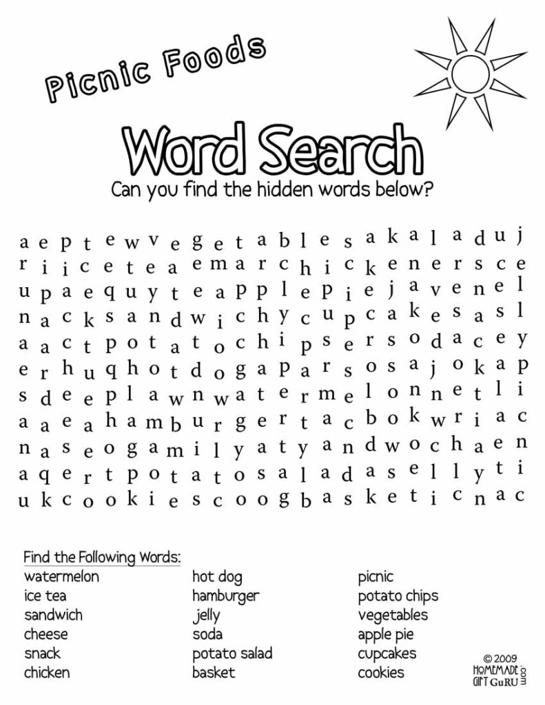 Free Printable Word Finds