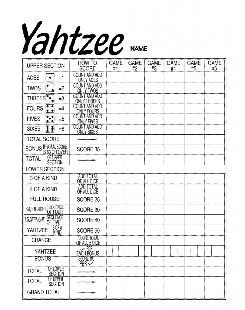 Free Printable Yahtzee Sheets Yahtzee Yahtzee Sheets Yahtzee Score Card