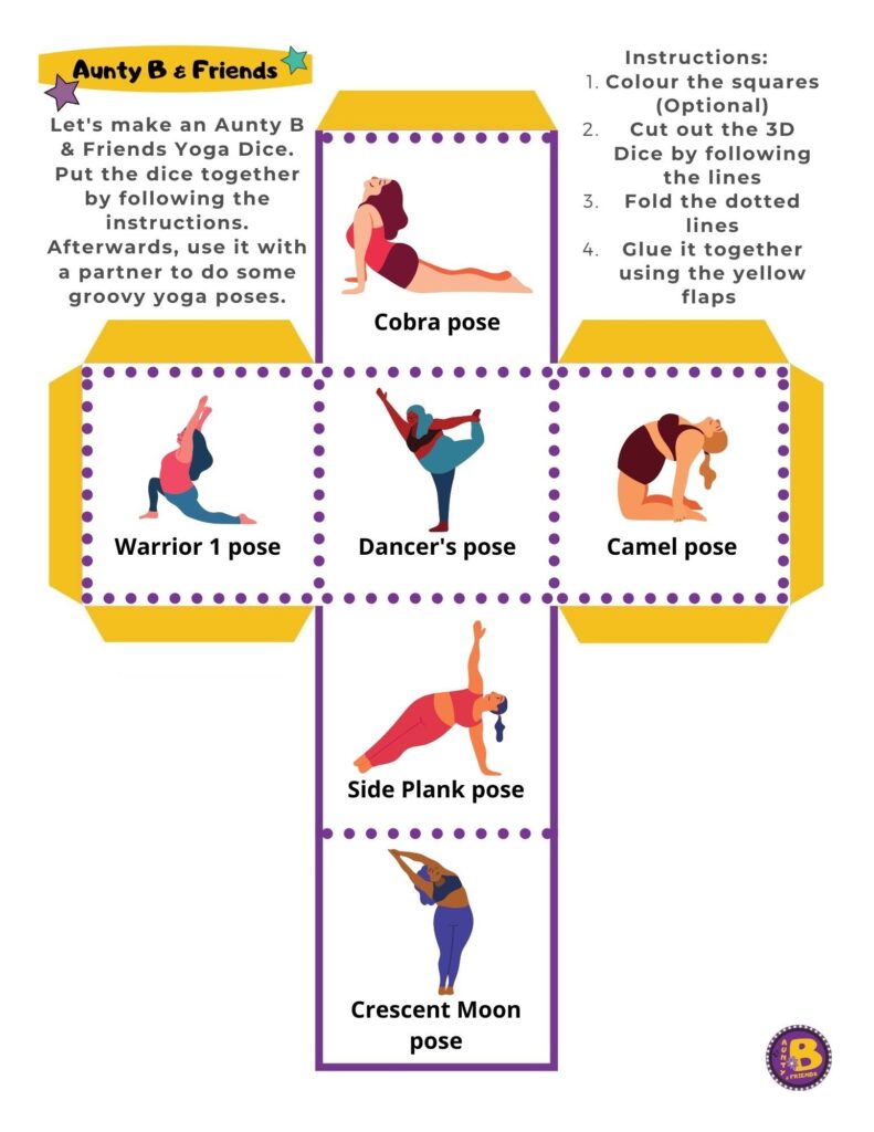 Free Printable Yoga Poses Dice Activity Yoga For Kids Mindfulness For Kids Kids Yoga Poses Printable