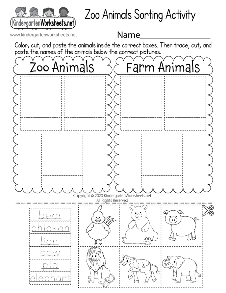 Free Printable Zoo Animals Sorting Activity Worksheet