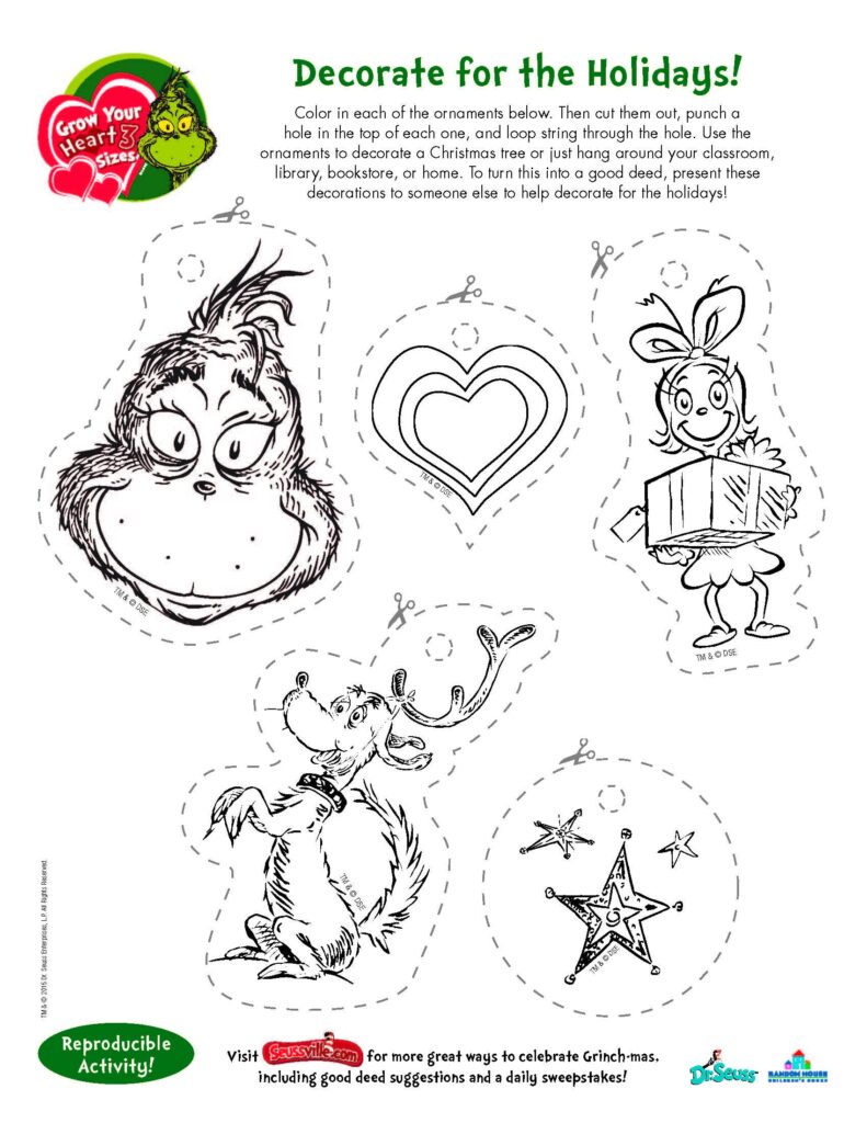 Free Printables Activities That Help Grow Kids Hearts 3 Sizes This Grinch mas Christmas Diy Kids Grinch Christmas Grinch Christmas Decorations