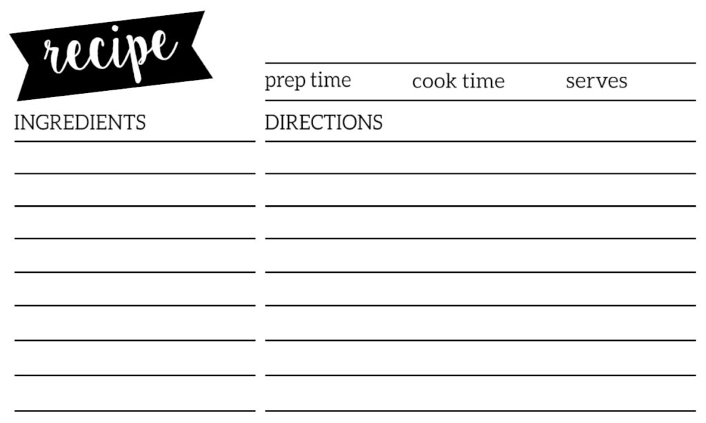 Free Recipe Card Template Printable Paper Trail Design