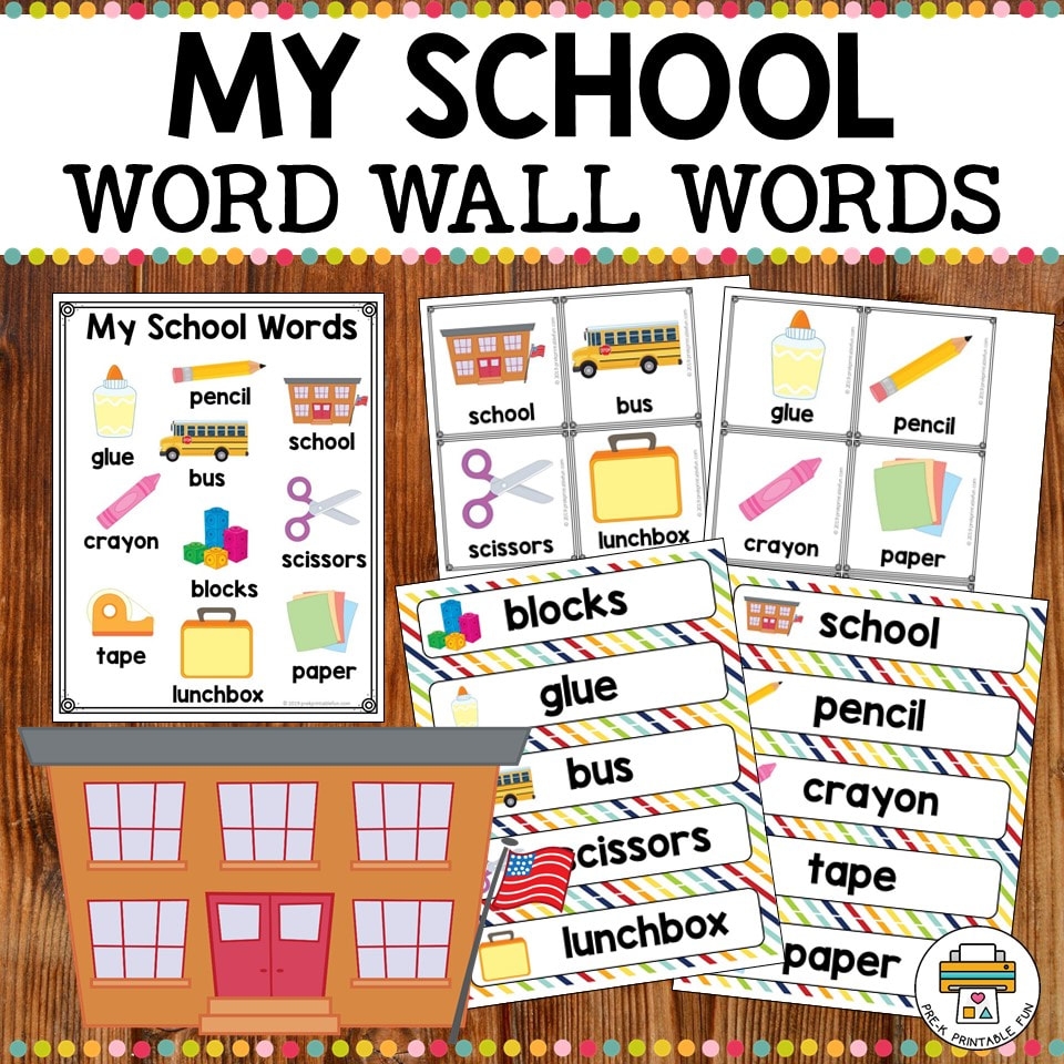 Free School Word Wall Cards Pre K Printable Fun