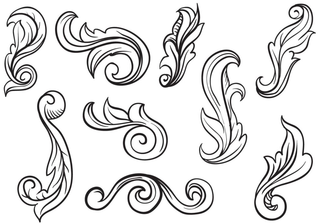 Free Scrollwork Vectors Leather Tooling Patterns Vector Art Design Tooling Patterns