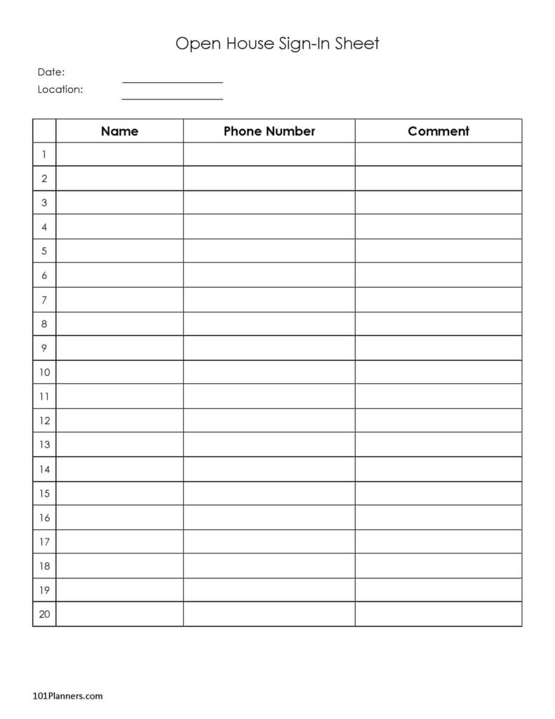 FREE Sign Up Sheet Sign In Sheet Instant Download