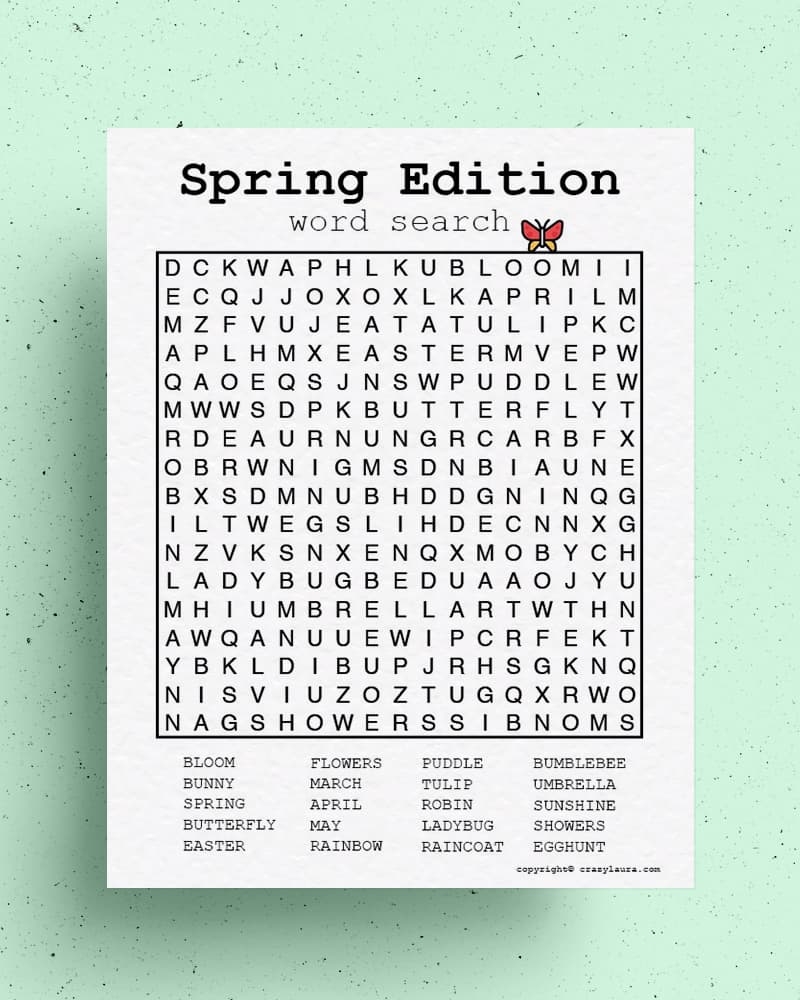 Free Spring Word Search Printable Game Sheets For 2022 Crazy Laura