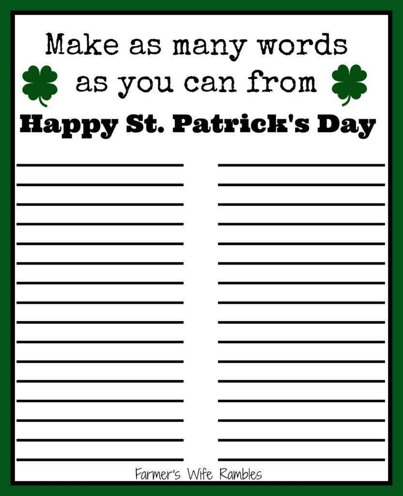 Free St Patrick s Day Word Puzzle Printable Farmer s Wife Rambles