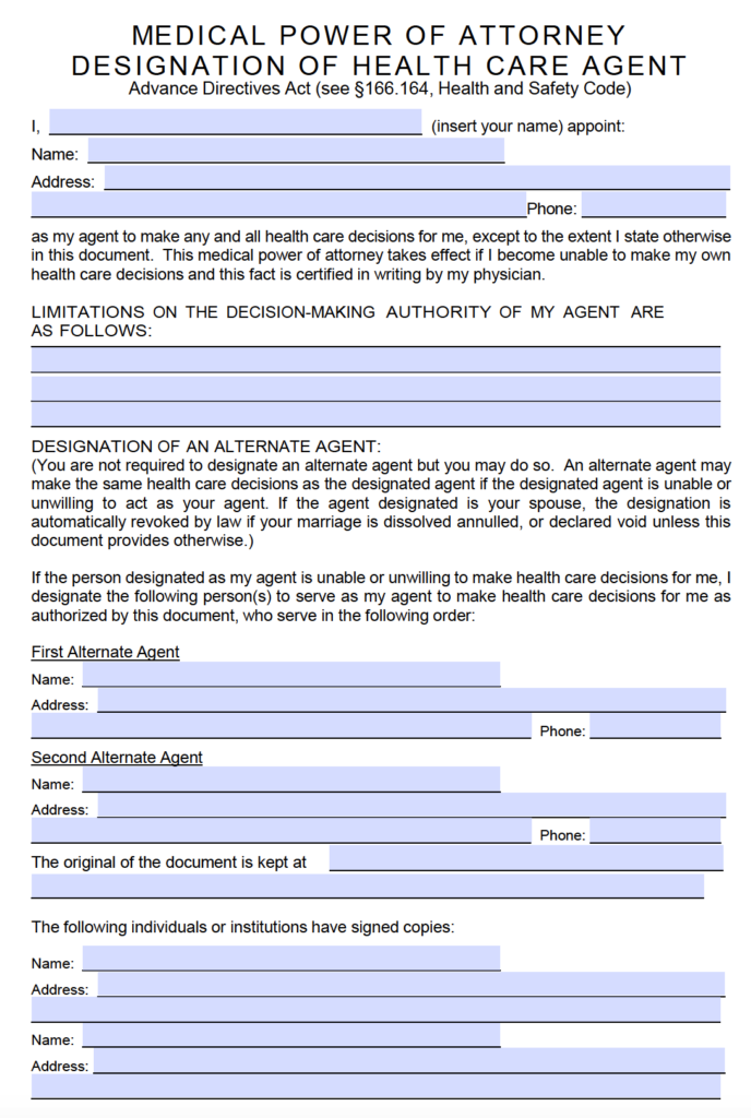 Free Texas Power Of Attorney Forms PDF Templates