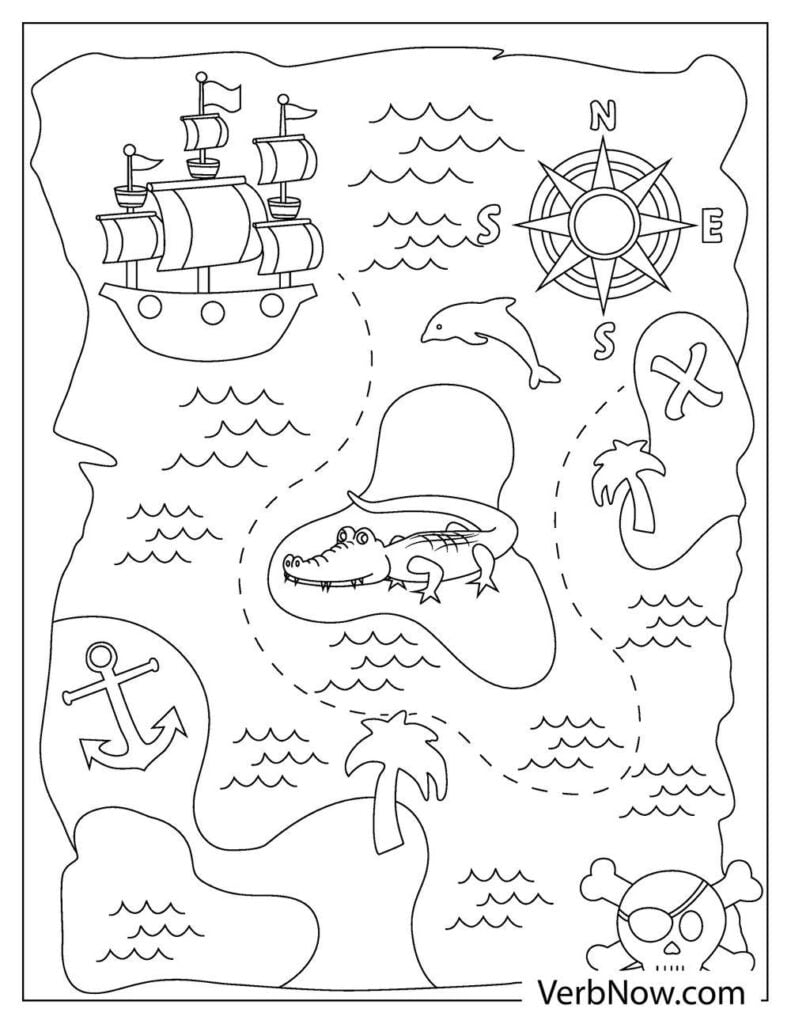 Free TREASURE MAPS Coloring Pages Book For Download Printable PDF VerbNow