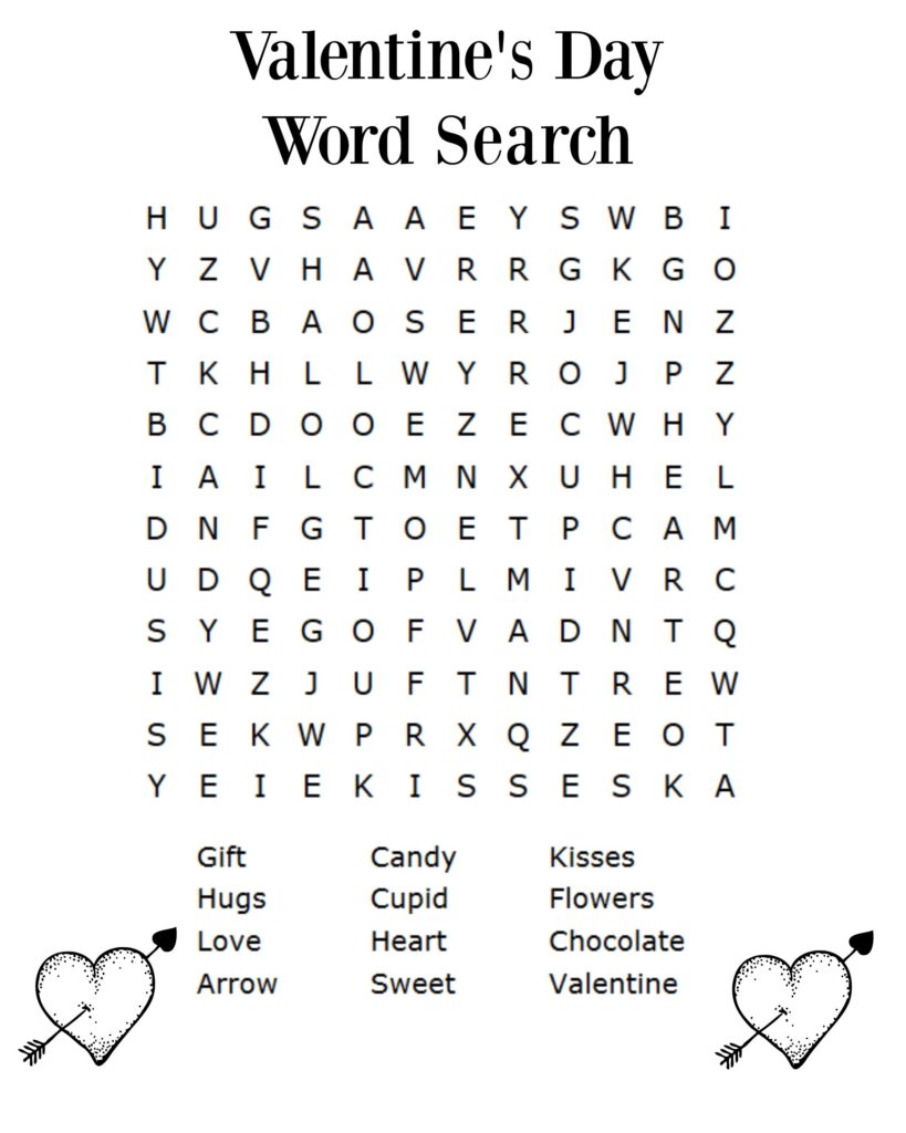 Free Valentine s Day Word Search Printable For Kids
