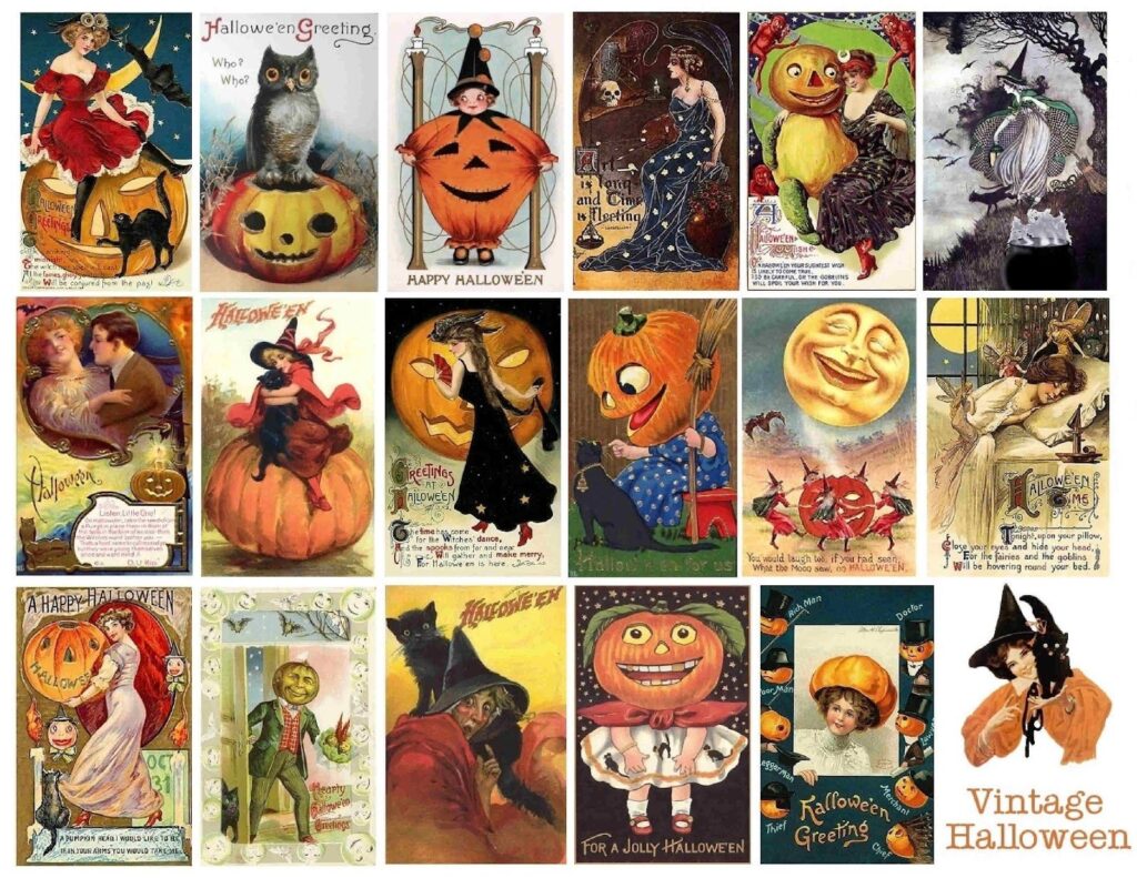 FREE ViNTaGE DiGiTaL STaMPS Vintage Halloween Printables Vintage Halloween Cards Vintage Halloween Art