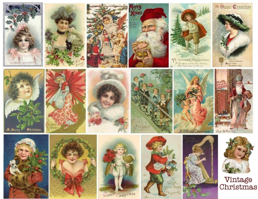 Free Vintage Printable Christmas Collage Christmas Collage Vintage Christmas Vintage Christmas Images