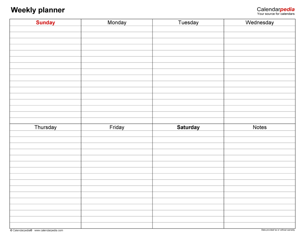 Free Printable Weekly Planners
