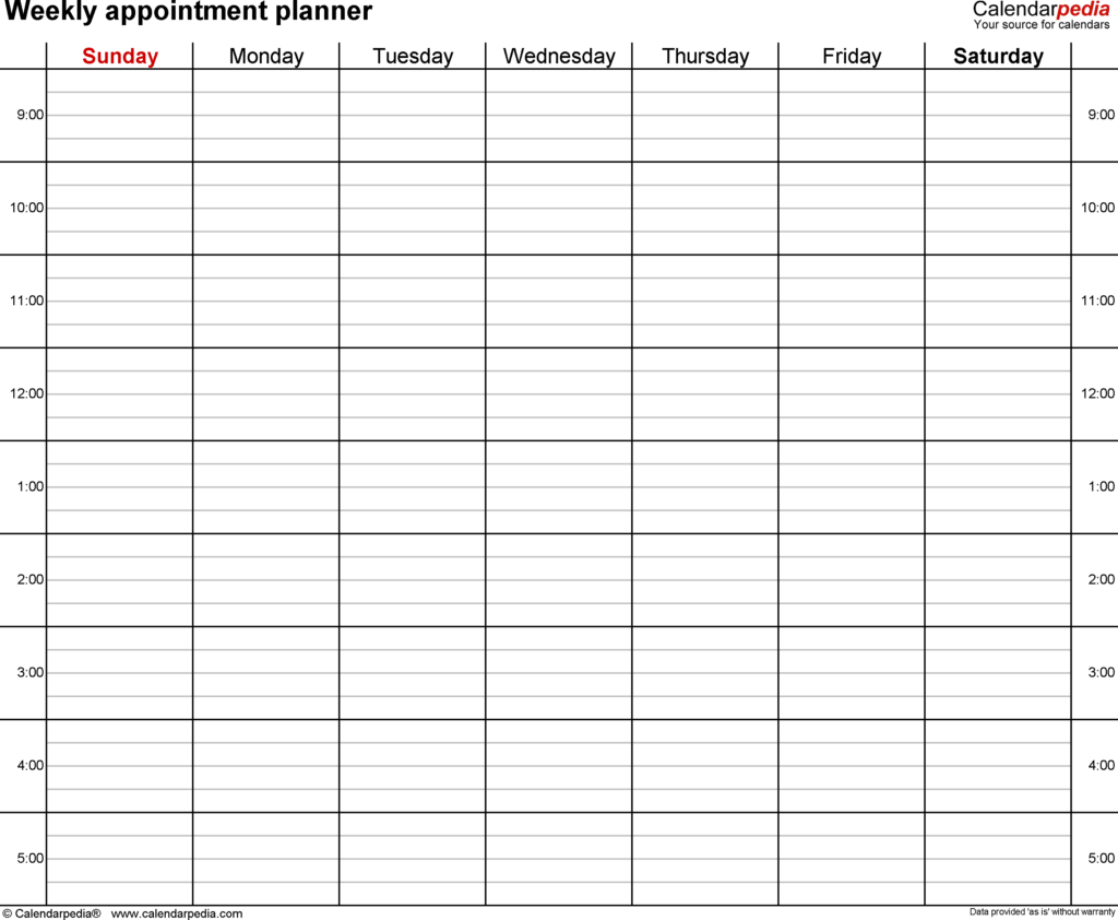 Pdf Free Printable Appointment Sheets