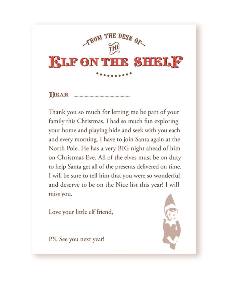 Freebie Your Very Own Goodbye Letter From The Elf On The Shelf Serendipity Soiree