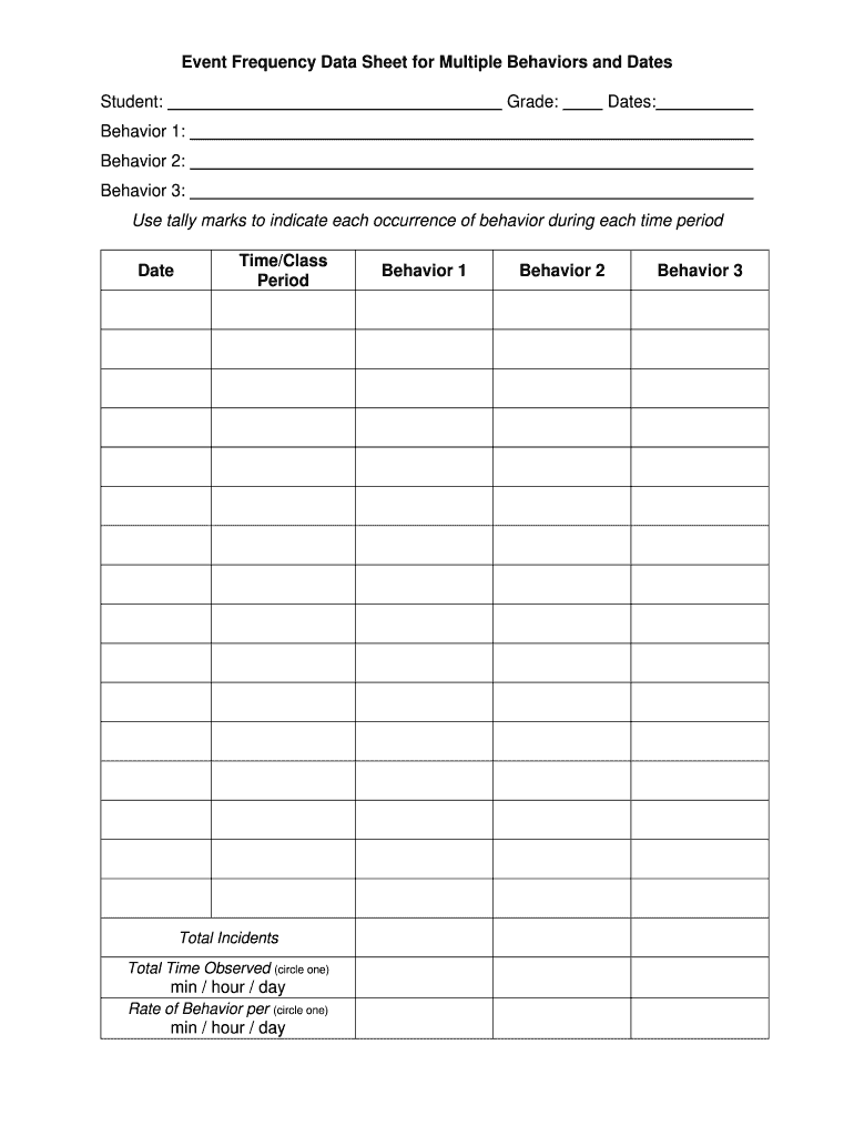 Frequency Data Collection Sheet Fill Online Printable Fillable Blank PdfFiller