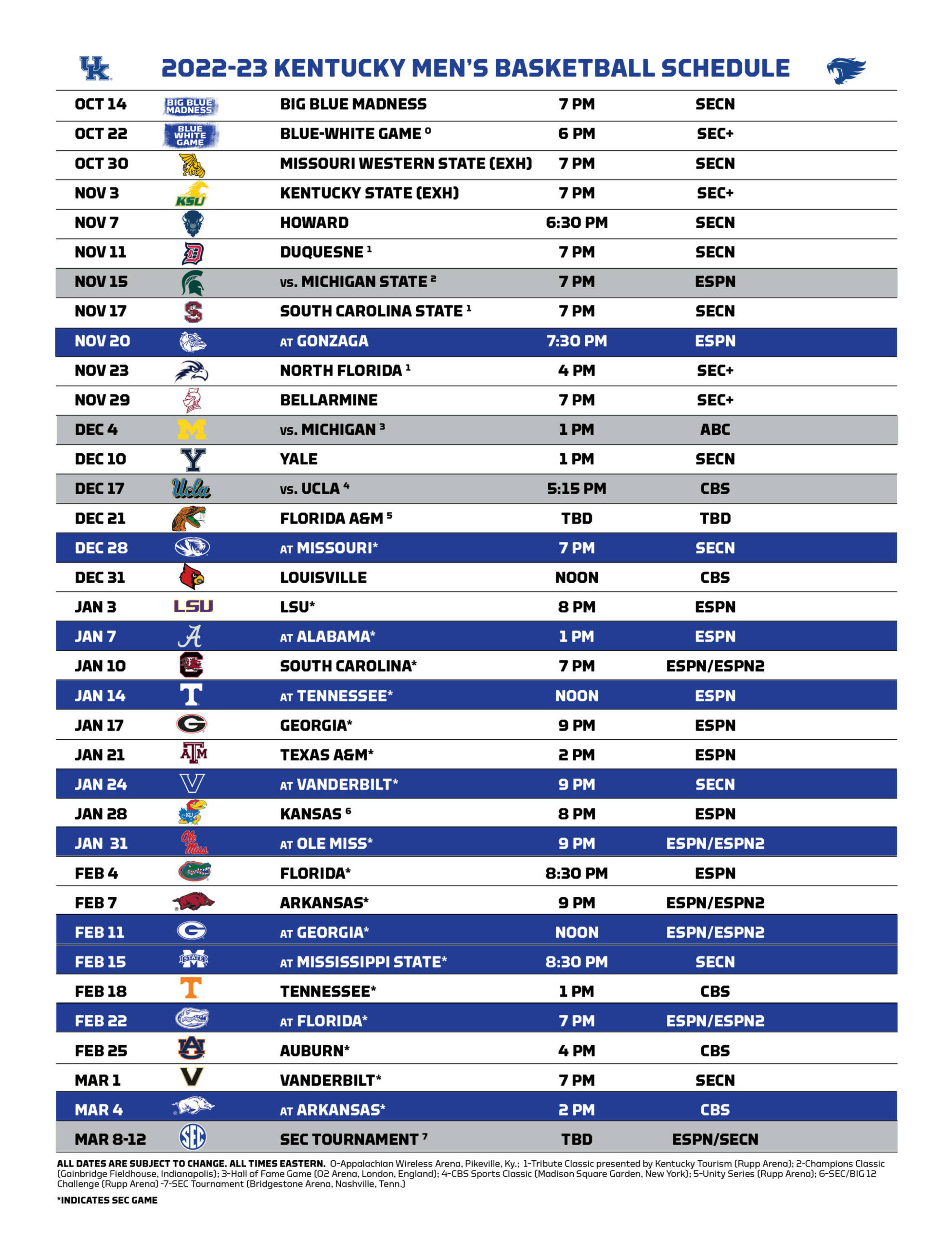 Full 2022 23 UK Men s Basketball Schedule Set UK Athletics