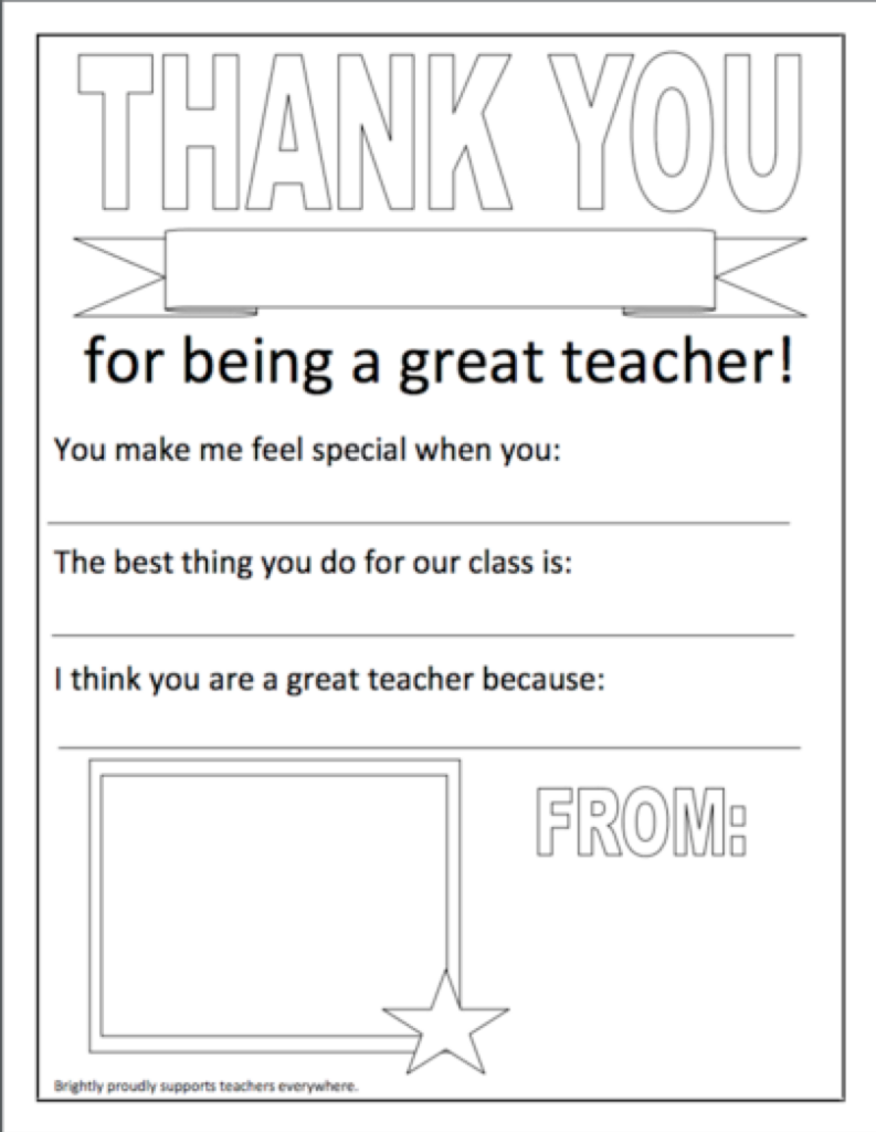 Free Teacher Thank You Printables