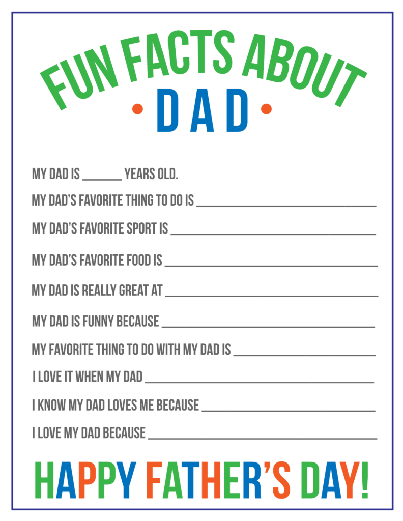 All About Dad Free Printable