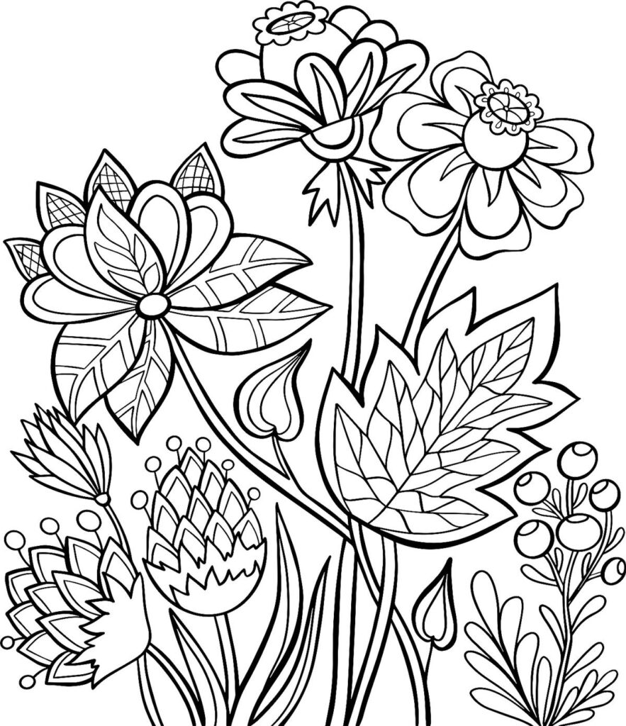 Fun Flowers Coloring Pages 10 Free Printable Coloring Pages Of Beautiful Spring Flowers Printables 30Seconds Mom