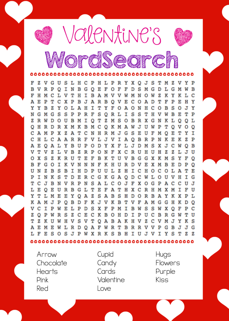 Fun Valentine Games To Print Play Valentines Word Search Valentines Day Words Valentines Games