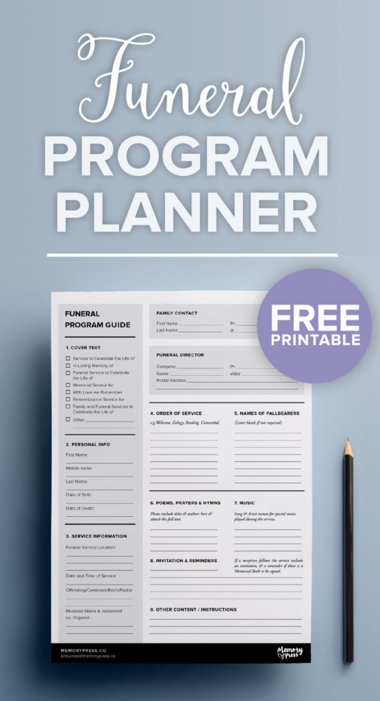 Funeral Planning Checklist Template New Free Printable Funeral Program Planner Funeral Planning Checklist Funeral Programs Funeral