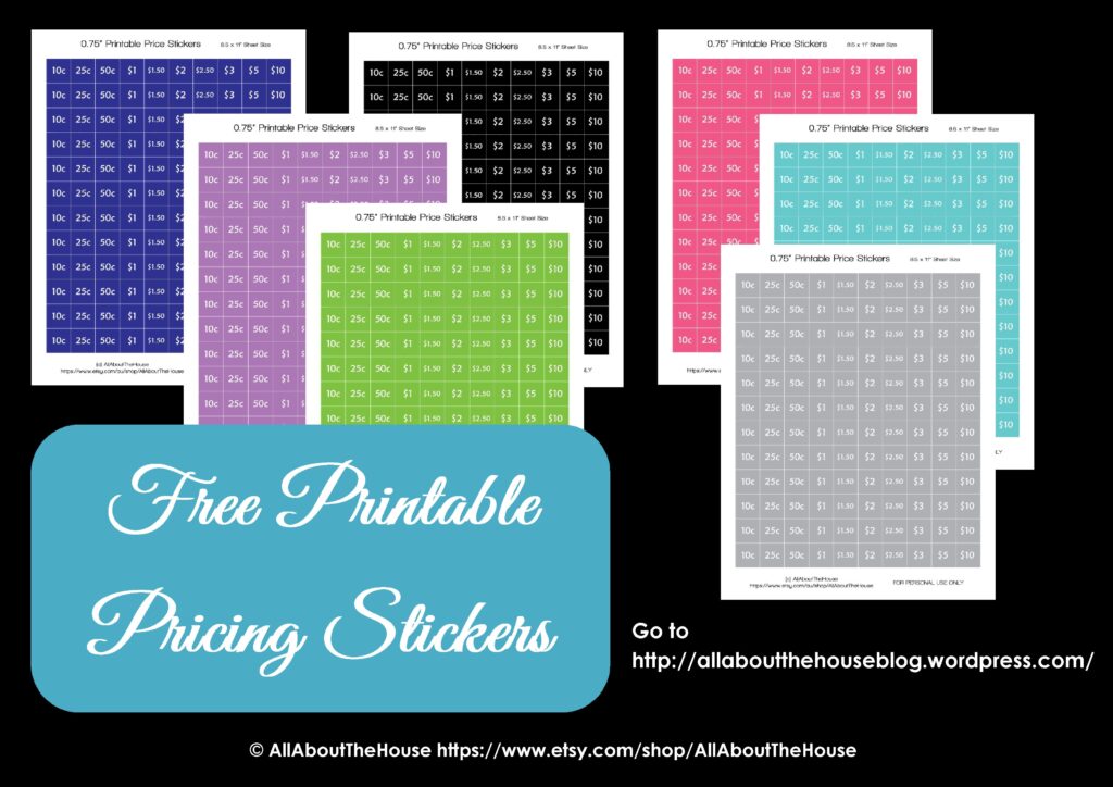 Garage Sale Planner Printable Price Sticker FREE