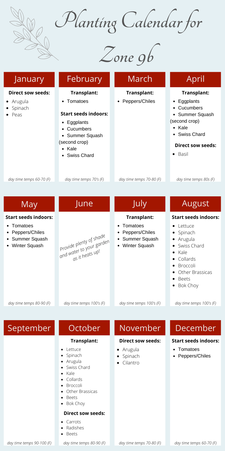 Garden Timeline When To Plant In Zone 9b Cook Craft Cultivate
