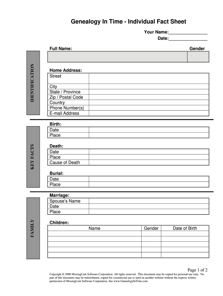 Genealogy Forms Individual Worksheet Fill Out Sign Online DocHub