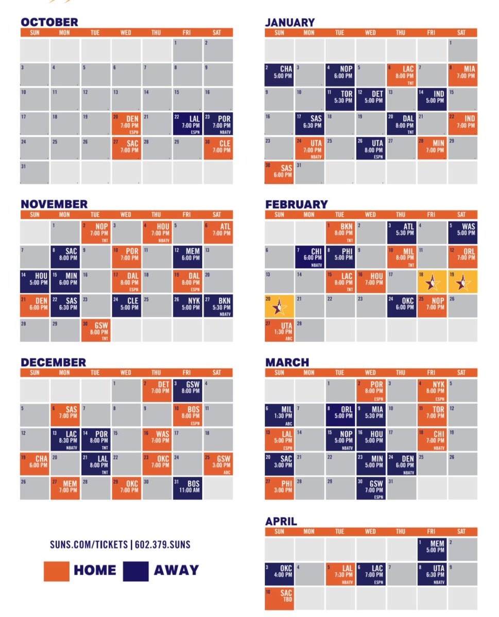 Gerald Bourguet On Twitter Here Is The Suns Schedule In Case You Haven t Seen It Already I PROMISED I ATTACHED THE RIGHT IMAGE THIS TIME Https t co QSSq6st7EP Twitter