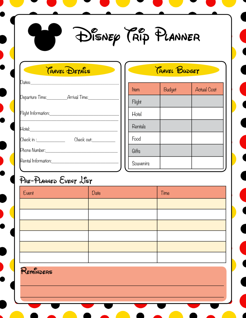 Get Ready For Your Disney Vacation Free Printable Disney Vacation Planner Disney Vacation Planner Disney Planning Vacation Planner Template