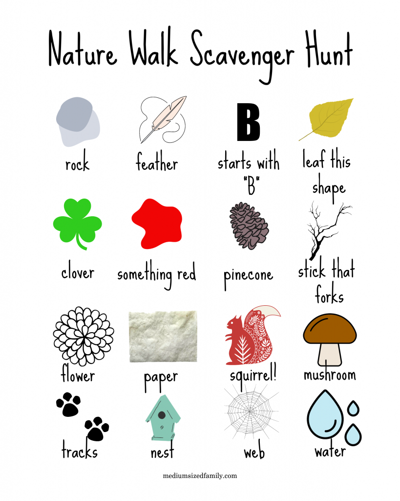 Nature Walk Scavenger Hunt Free Printable