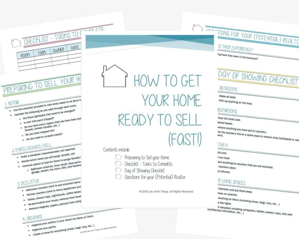 Get Your House Ready To Sell Free Printable Checklist Jac Of All Things