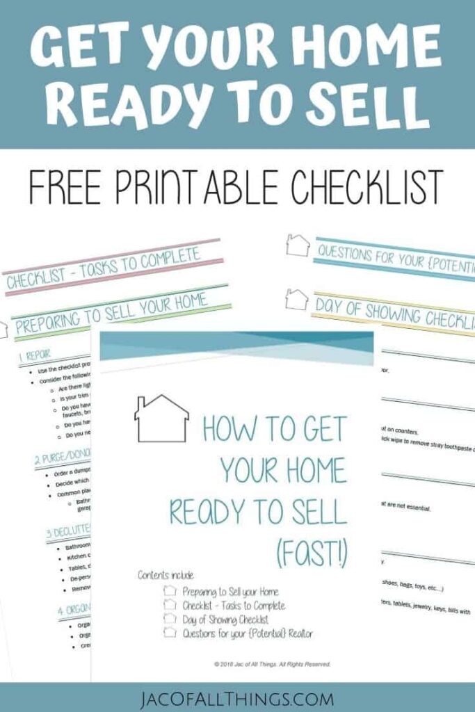 Get Your House Ready To Sell Free Printable Checklist Jac Of All Things