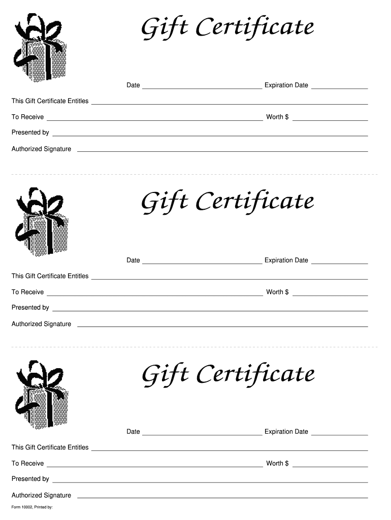 Gift Certificate Template Fill Online Printable Fillable Blank PdfFiller