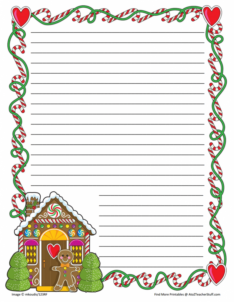 Gingerbread Printable Border Paper With And Without Lines A To Z Teacher Stuff Printable Pages And Worksheets