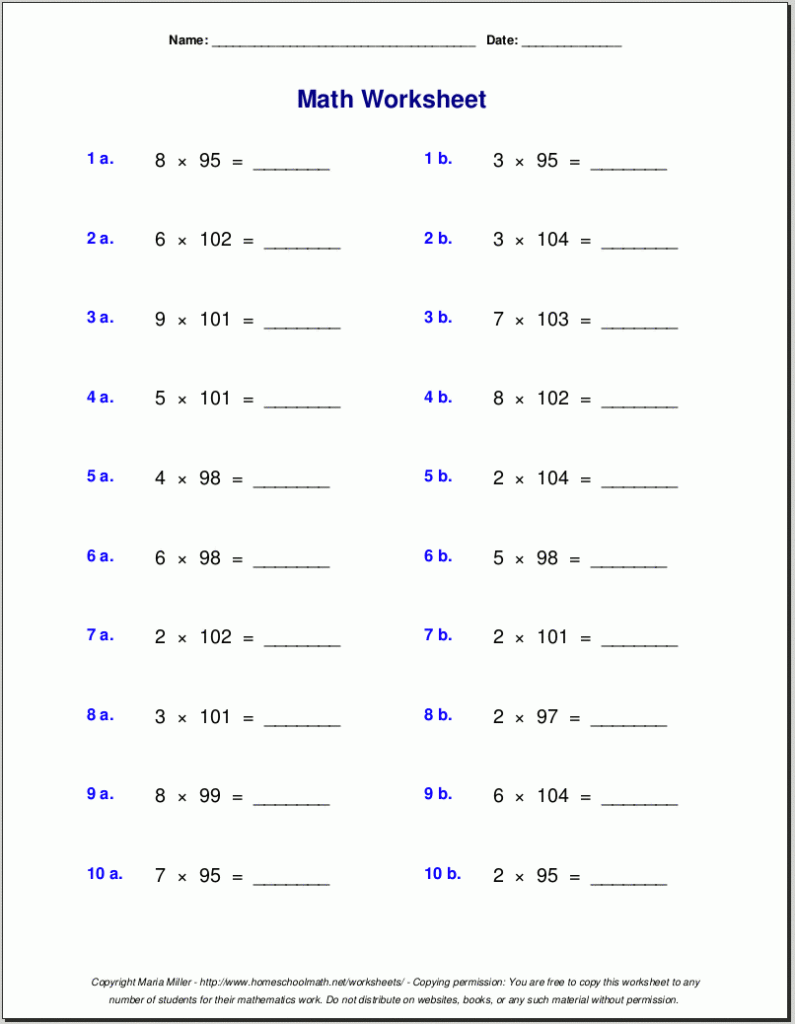 Grade 5 Multiplication Worksheets