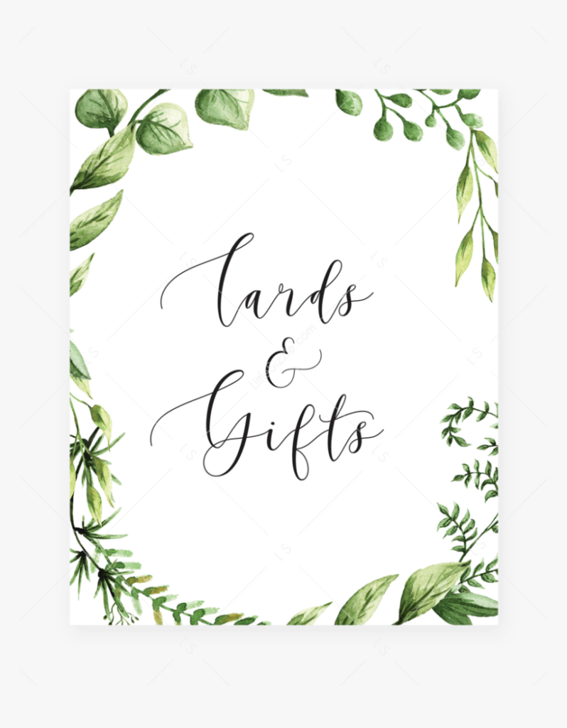 Greenery Party Decor Printable Cards And Gifts Table Free Printable Baby Shower Sign HD Png Download Transparent Png Image PNGitem