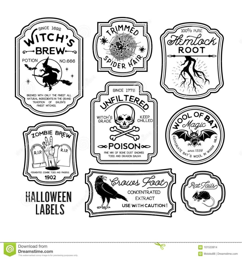 Halloween Bottle Labels Printable Free