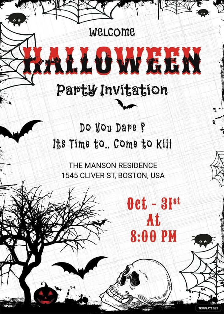 Halloween Invitation Templates Design Free Download Template
