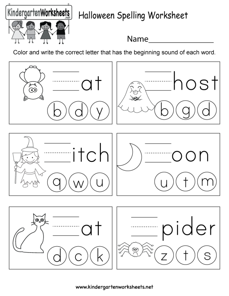Halloween Spelling Worksheet Free Kindergarten Holiday Worksheet For Kids