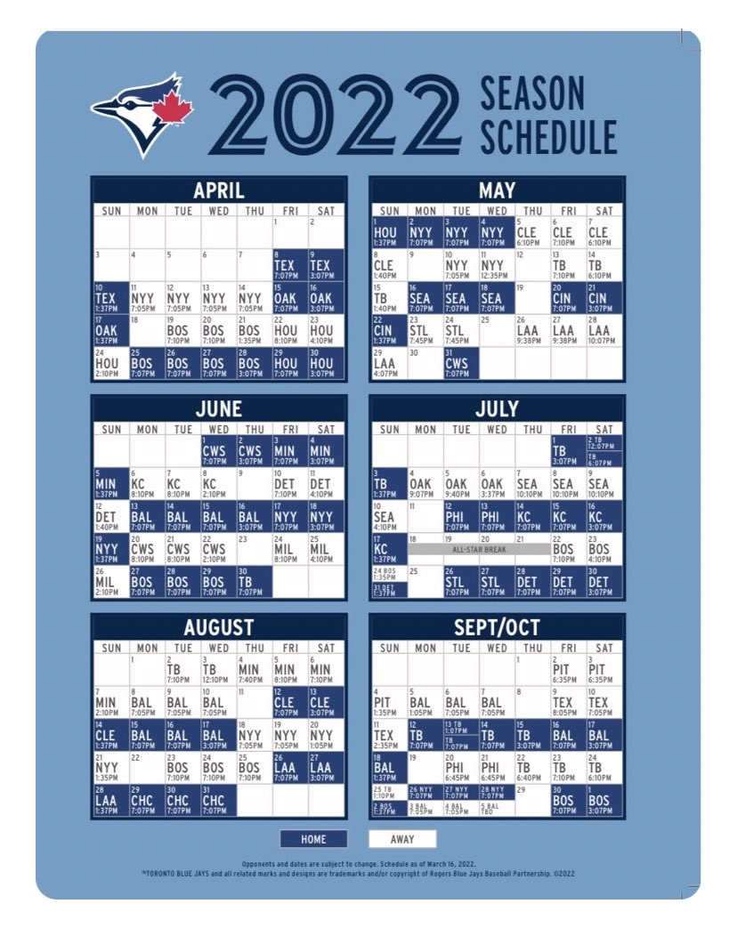 Hazel Mae On Twitter The Updated 2022 BlueJays Regular Season Schedule Https t co umGpInKCJn Twitter