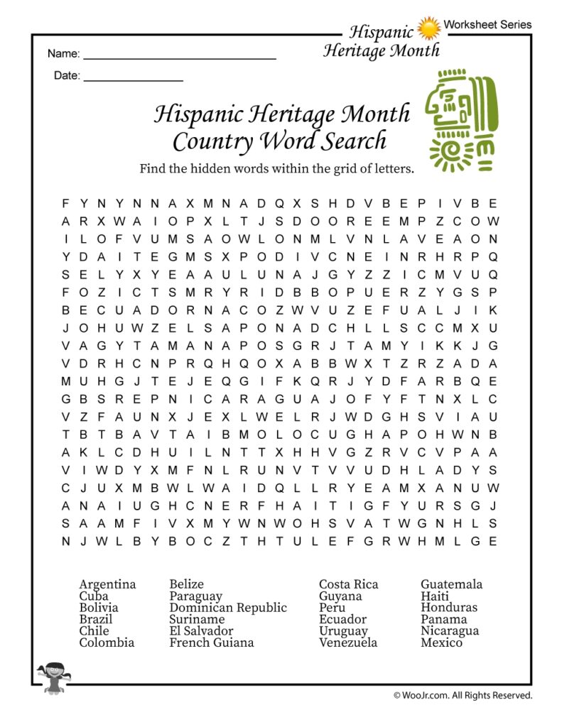 Hispanic Heritage Month Activities Worksheet Woo Jr Kids Activities Children s Publishing