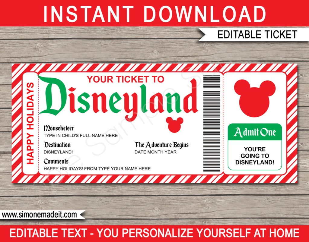 Free Printable Surprise Disney Tickets