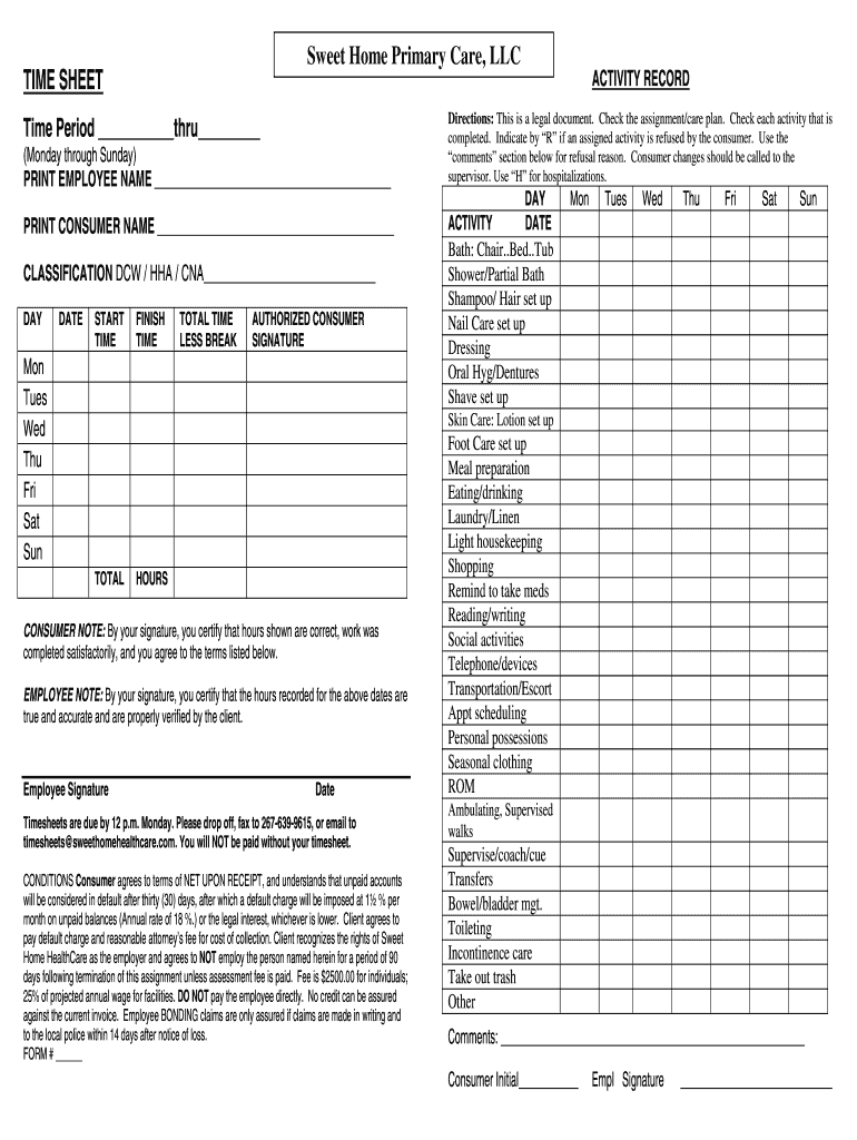 Home Timesheets Fill Online Printable Fillable Blank PdfFiller