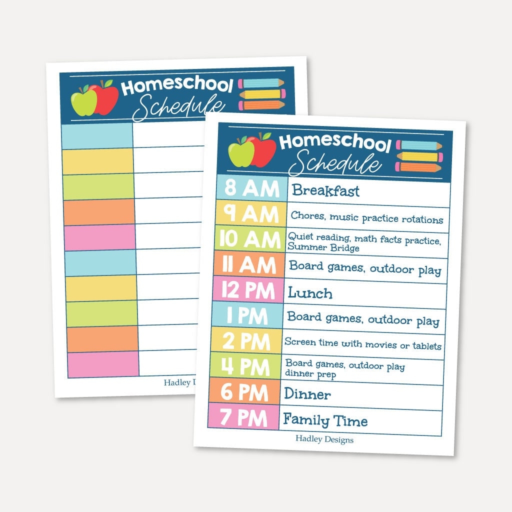 Homeschool Schedule Printable Kids Daily Routine Chart Etsy de