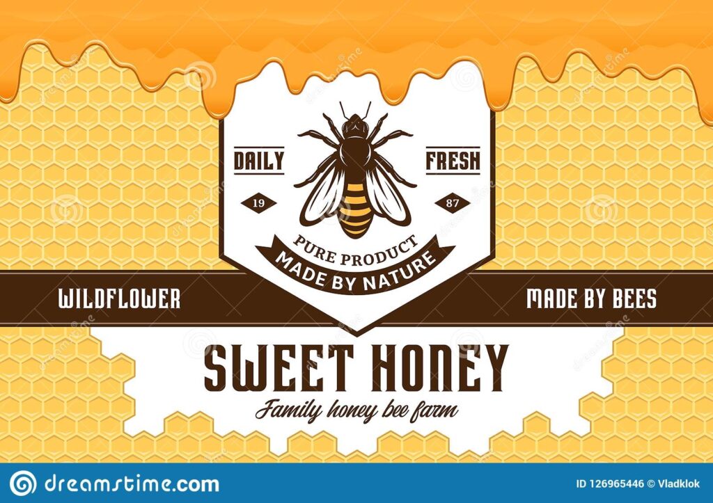 Honey Label And Packaging Design Template Stock Vector Illustration Of Dessert Nectar 126965446