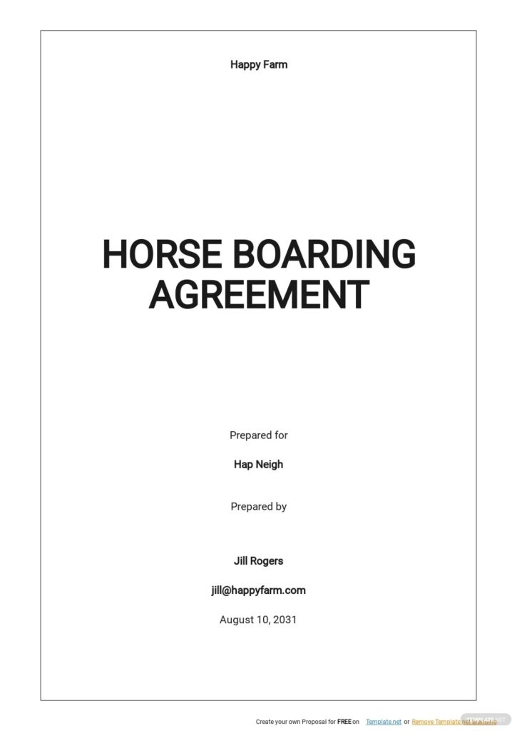 Horse Agreement Templates Documents Design Free Download Template